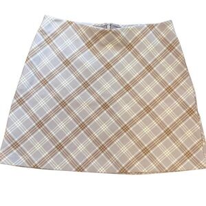 Wilfred Plaid Mini Skirt Size 6 Lavender Brown White A-Line